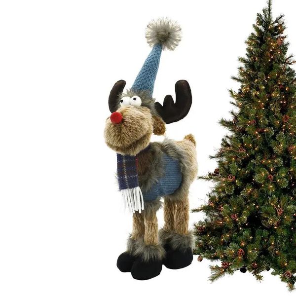 Decorazioni natalizie Decorazione per feste di Natale Bambole di renne retrattili Alci Peluche Decorazioni natalizie per albero Anno Ornamenti per la casa Figurine 231013