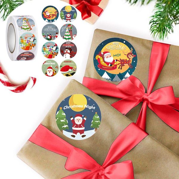 Decoraciones navideñas Pegatinas navideñas 1 rollo 500 Postes Calcomanías para niños para juguetes Regalos Manualidades Navidad Santa Claus Natale