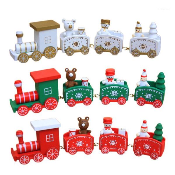 Décorations de Noël Xmas Train Ornement Décoration Cadeau Bonhomme de neige Père Noël Mignon Maison Wooden1