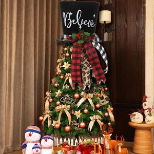 Kerstdecoraties Xmas Tree Topper sieraccessoires klassieke geruite feestbenodigdheden decoratie