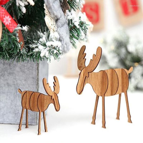 Décorations de noël année 2022 dernier bricolage artisanat en bois Elk ornements cadeaux pour enfants Noel pour la maison arbre de noël pendentif en bois