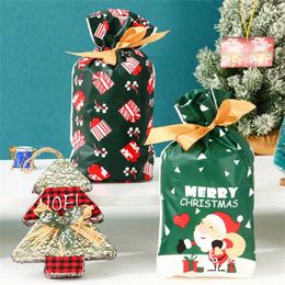 Decoraciones navideñas Año 2023 Bolsa de dulces Regalo de Papá Noel Copo de nieve Cordón crujiente Feliz para el hogar Regalo de Navidad