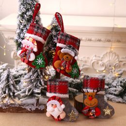 Decoraciones navideñas Año 2023 Regalos 1 pieza Calcetín de Navidad DIY Noel Natal para adornos para el hogar Decoración de Navidad Guirnalda 220912