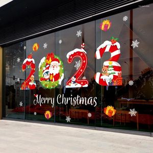 Kerstversiering Jaar 2024 Vrolijk Raamstickers Voor Thuis Kerstman Muursticker Decals Xmas Party Navidad Decor