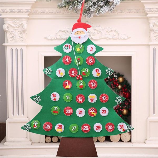 Decoraciones navideñas Año Decoración Fecha 31 Árbol Calendarios de Adviento Colgante de pared DIY Niños Juguetes Cuenta regresiva para el hogar Navidad1