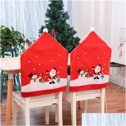 Kerstversiering Jaar Merry Santa Claus Cap Tafel Stoel Er Red Hat Back Ers Home Decoration Drop Delivery Tuin Feestelijk Feest S Dhmvp