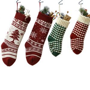 Décorations de Noël Année Bas Grands Sacs Cadeaux De Noël Bonbons En Laine pour La Maison Navidad Chaussette Arbre Décor 220912