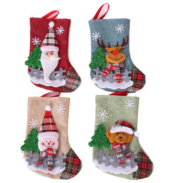 Décorations de noël année sac de stockage cadeau de noël sac de bonbons Noel pour la maison Navidad chaussette arbre décor 220912