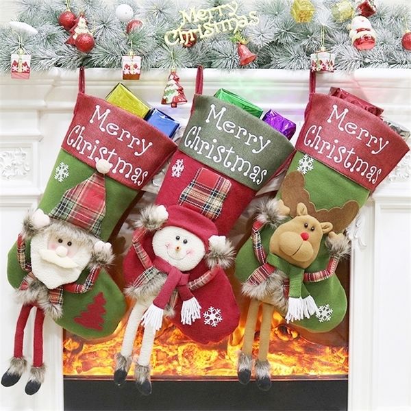 Décorations de noël année sac de stockage cadeau de noël sac de bonbons Noel pour la maison Navidad chaussette arbre décor 220927