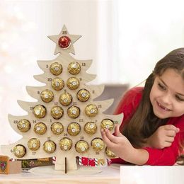 Kerstdecoraties Jaar houten adventkalender chocoladehouder aftellen voor eland xmas 211105 drop levering home tuin feestelijke p dhwvr