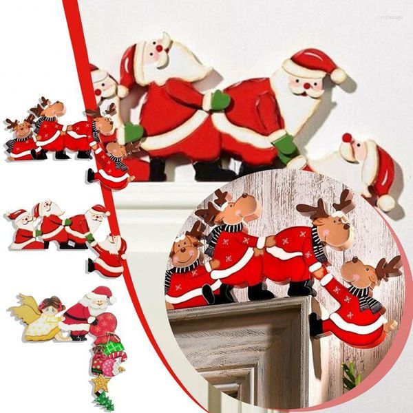 Décorations de noël, cadre de porte en bois, décor amusant, rennes du père noël, ornement, cadeaux de vacances 2023