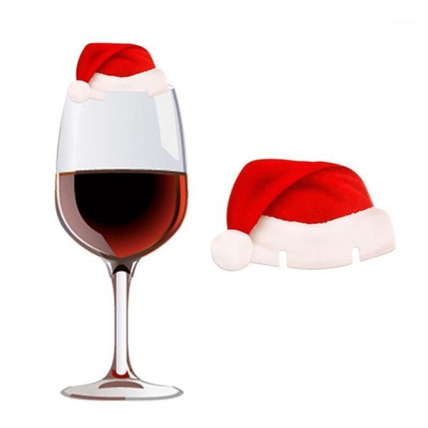 Decoraciones navideñas YEDUO Tarjetas para colocar en la mesa Sombrero de Papá Noel Decoración de copa de vino1