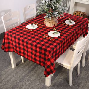 Decoraciones navideñas, mantel a cuadros rojo y negro, mantel de mesa con diseño de ambiente para el hogar