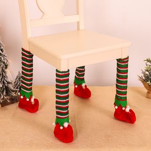 Kerstdecoratieartikelen Stripe Elf Tafelvoetenhoes Stoelvoetenhoes Woontafel en stoelbeschermhoes