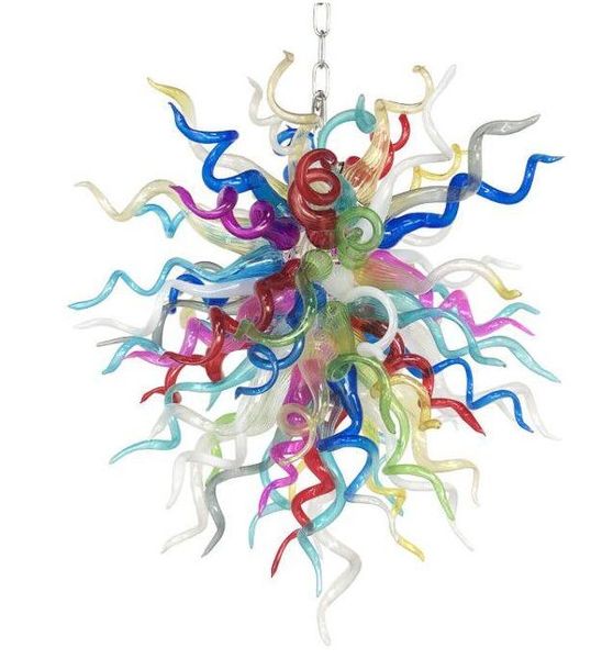 Lámparas decorativas navideñas Araña de flores de colores China Lámparas colgantes artesanales de cristal de Murano soplado a mano personalizadas Iluminación colgante a la venta