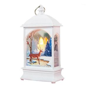 Kerst decoratieve vintage Santa Snowman Elk Hanging Light Flame Night Light Festival Led Lantern Decor1238H