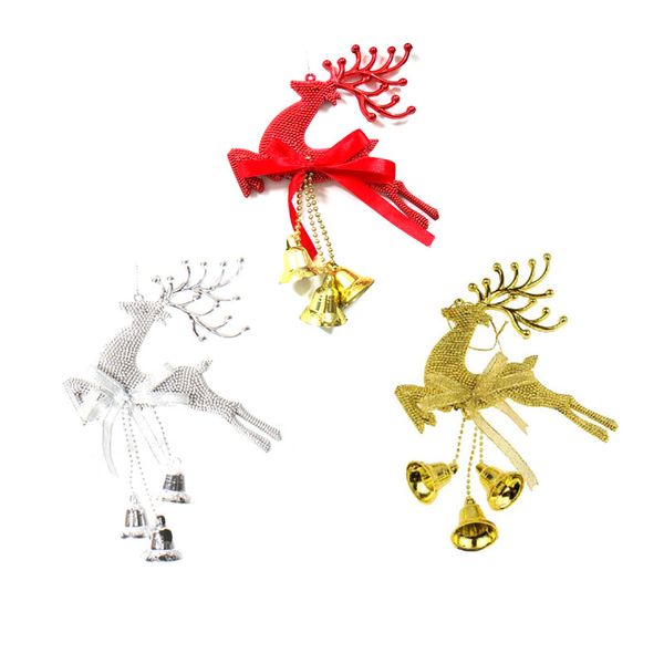 Décorations de cerf de Noël pendentif arbre ornements de Noël rouge argent or décorations d'arbre de Noël Accueil Festival Ornements Suspendus Cadeau RRA663