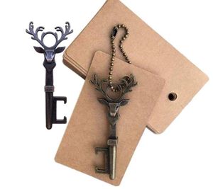 Christmas Deer Head Bottle Openers Vintage Creative Key Bottle Opener Kerstcadeau Zink Alloy Rabbit Head Key Beer Bierfles-Opener SN4097