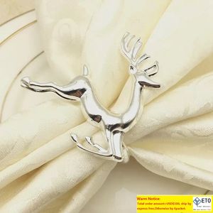 Kerst Deer Napkin Ringen Legering Naptin Buckle Hotel Wedding Party Decoratie Silver Gold Colors