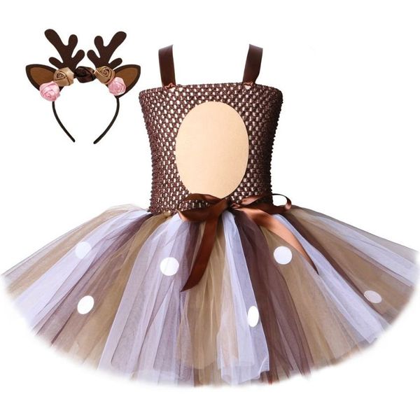 Noël Cerf Tutu Robes de Fille Costumes pour Filles Fête de Noël Halloween Costumes Renne Tulle Robe Anniversaire Princesse Vêtements FS7835 WWJY