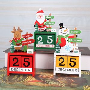 Kerst desktop houten kalender ornament Santa Claus Snowman 3D kalenders decoratie kinderen cadeau huis tafelblad decor kalender bh7421 tyj