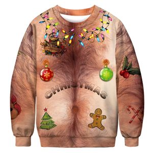 Christmas Digital imprimé pour hommes à sweat à capuche Crewneck Fall Fall à manches longues