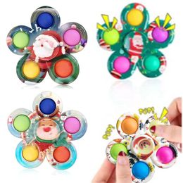 Kerst Dimple Fidget Sensory Speelgoed Push Bubble Simple Board Toys Fidgets Leaf 5 Sides Finger Play Game Anti Stress Spinner Xmas Gifts