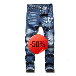 Kerstkorting ~ 50 korting ~ Jeans Dsquare Europese en Amerikaanse luxe ontwerper d2 Slim Fit elastische borduurbroek Swing Paint Kleding Amerikaanse maat 28-38