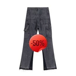 Kerstkorting ~ 50 korting ~ Jeans jeans heren designer heren voor dames en retro high street bespat inkt graffiti montage slijtage unisex trend broek maat S-XL