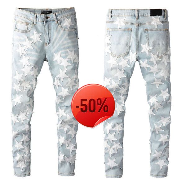 Descuento de Navidad ~ 50 de descuento ~ Jeans miri jeans para hombre diseñador de alta calidad estilo fresco pantalón de mezclilla de lujo desgastado motociclista rasgado negro azul jean slim fit motocicleta.