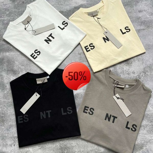 Remise de Noël ess Hommes T-shirts pour hommes T-shirts et polos Brouillard double fil tridimensionnel gel de silice lettre tendance high street marque t-shirts à manches courtes