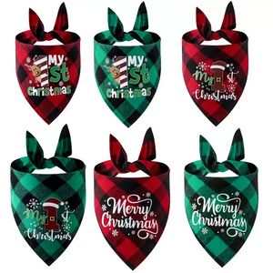 Bandanas de chien de Noël Triangle Bavoirs Imprimer Motif Design Arbre de Noël Cadeau Renne Écharpe pour animaux de compagnie Doux Foulard pour animaux de compagnie Nouvel An Hiver Chiens Chats Animaux Décor C0817