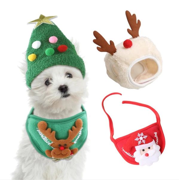 Chapeau de noël pour chien, casquette pour animaux de compagnie, Bandana, écharpe, bavoirs, Costume de Cosplay mignon, tenue pour petit et moyen chien, chat, couvre-chef