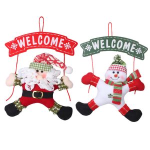 Kerstdeur Hanging Ornament met Santa Claus Snowman Welcome Pattern Xmas Decoration Hanger 13.78 * 7.87inch