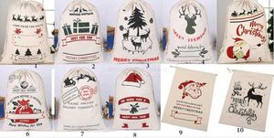 Kerst tas met trekkoord KERSTMIS canvas herten kerstman print snoep cadeau zakken festival decoratie canvas opbergpakketten trek groot koordzakje