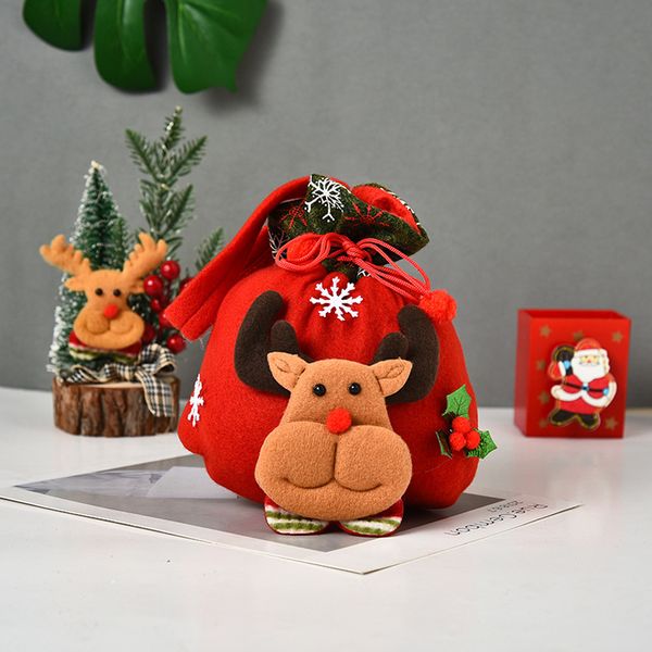 Bolsa de regalo con cordón de Navidad Saco de dulces de Papá Noel Árboles de Navidad Muñeco de nieve Elk Sacos de decoración colgante Bolsas de almacenamiento para el hogar BH5188 TYJ