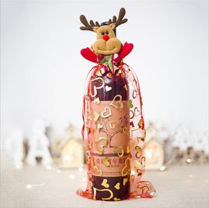 Navidad Cordón Organza Botella de vino Cubierta Envoltura Bolsas de regalo Inicio Boda Fiesta Decoración Paquete de manualidades Suministros festivos # 6623