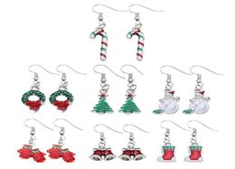 Boucles d'oreilles de noël femmes cristal bonhomme de neige goutte boucles d'oreilles nouvel an rouge Pompon ensemble pour les femmes Girl4336173