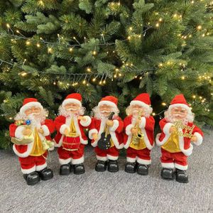 Jouets électriques de Noël du Père Noël pour enfants Instruments de musique en carton avec musique Cadeau de décoration de poupée de Noël pour les enfants 240131