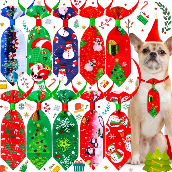 Éléments de Noël Cravate pour chien avec colliers réglables Charms Cravates pour petits chats Accessoires de toilettage pour chiens Cravates pour animaux de compagnie Collier 10 couleurs en gros A379