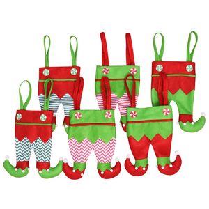 Kerst elf laarzen snoep koekje cadeaubas zakje kous green rode elf broek xmas feestdecoratie