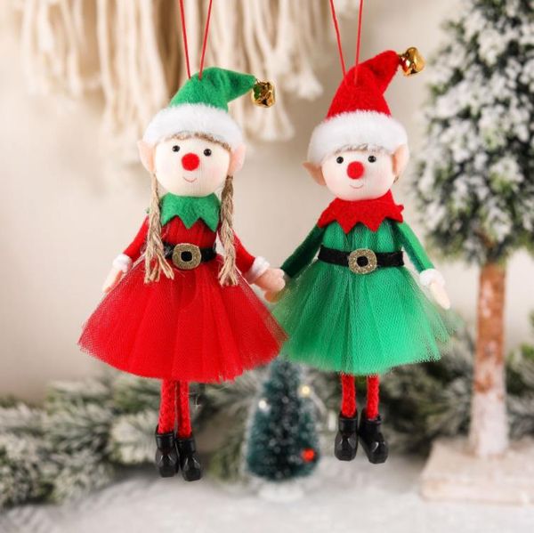 Muñecos de elfo de Navidad Decoración Adorable niño y niña Árbol de Navidad Adorno de Año Nuevo Regalos para el hogar SN4726