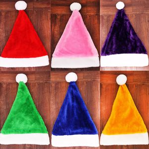 Kerst elf hoed Korte pluche gekleurde rood roze groen blauw Xmas Santa Claus -hoeden voor volwassene