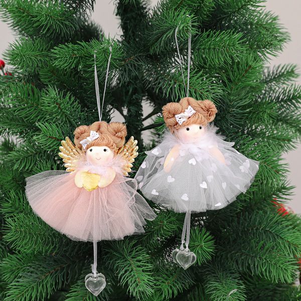 Pendentifs de poupée ange élan de noël pour filles, ornements suspendus pour arbre de noël, décoration de fête à domicile, cadeau pour enfants PHJK2111