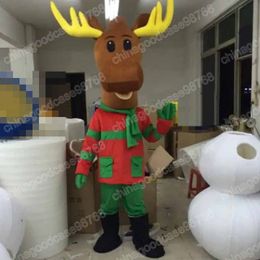 Christmas Elk Mascot Costume Halloween Fancy Party Robe Cartoon Characon Tesitiy Suit Carnival Adults Size Anniversaire Outdoor Tenue