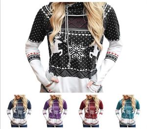 Navidad Elk Copo de nieve Impreso Mujeres Sudaderas con capucha Diseñadores Suéter Jersey Camiseta con bolsillo Deportes Otoño Sudaderas Clot1877707