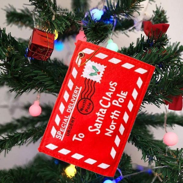 Paquete de tarjetas de sobre navideño para bolsa de regalo de dulces de Papá Noel, soporte para regalo de tarjeta de dinero, adorno de árbol