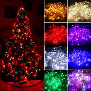 Kerstavond Kerstboom Multicolor Outdoor Decoratie Lampjes LED-koordlichten met staartstop 10m 100led voor bruiloft / kerstmis / tuin