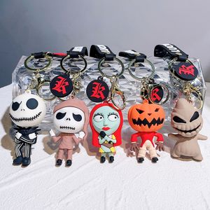 Kerstavond horror nachtpop PVC Keychain Halloween schattig 3D -model gepersonaliseerde skelet jack schoolbag cadeaus