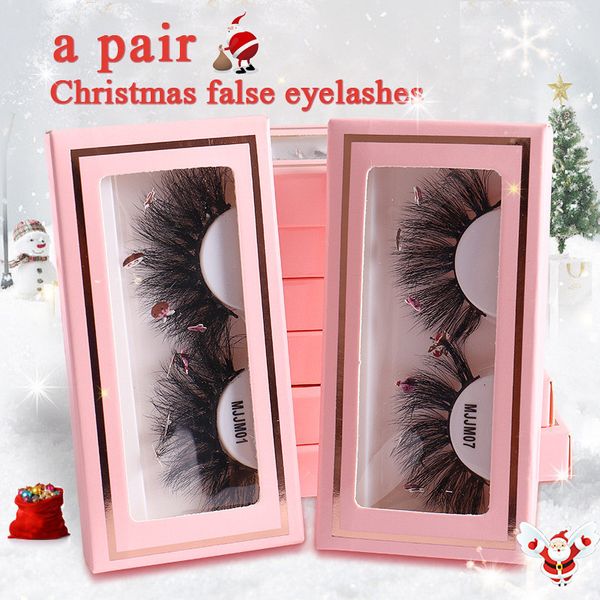 Extension de cils de Noël paillettes moelleuses bande épaisse cils effet 3D dramatique pour scène de fête Cosplay